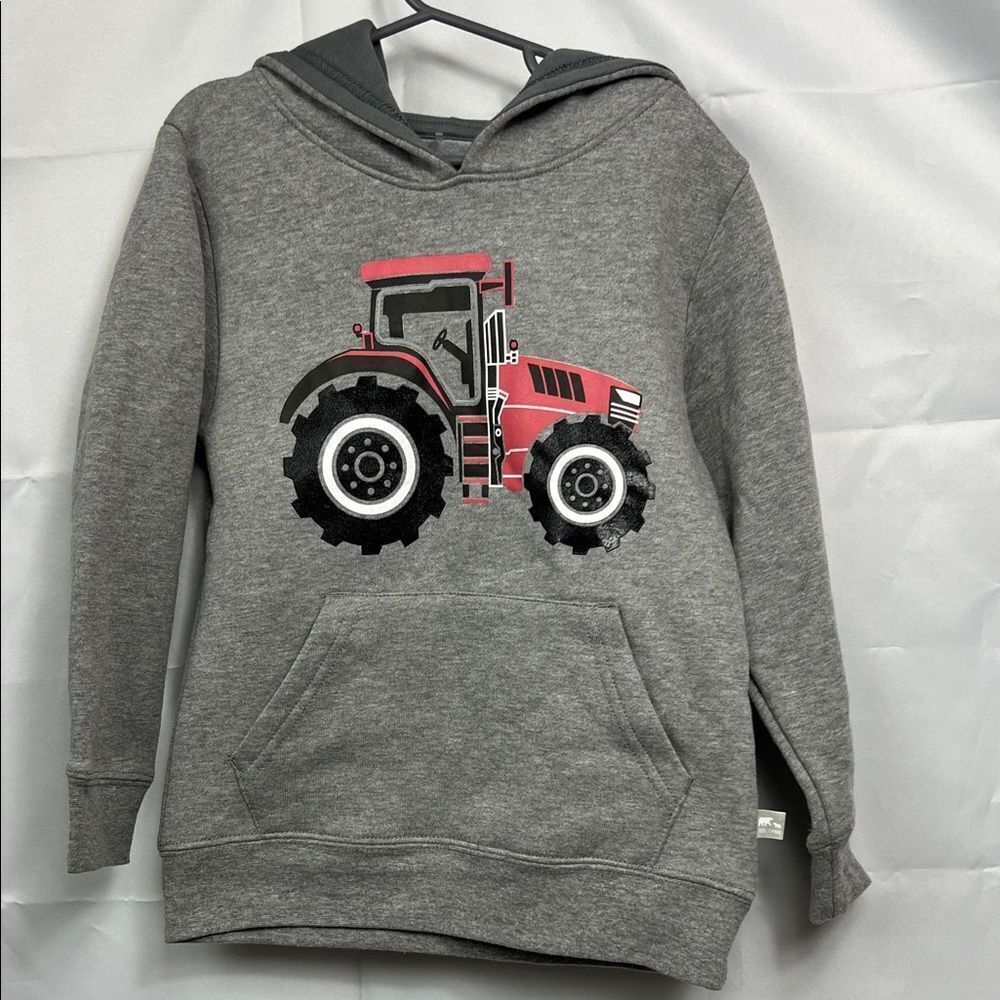 Rugged Bear Gray Tractor hooded sweatshirt NWT size 6